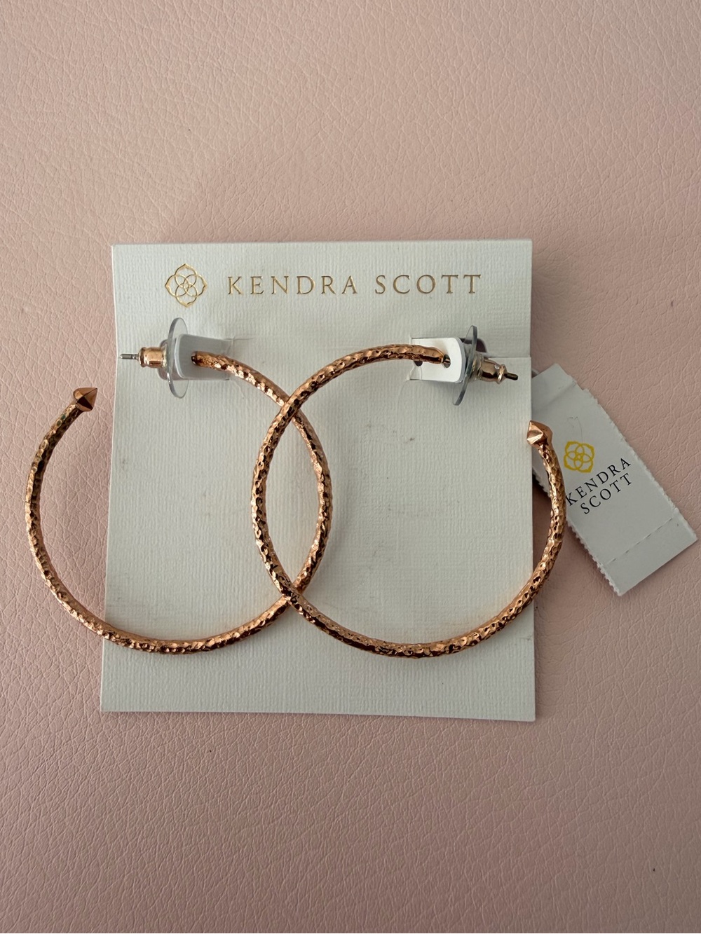 NWT Kendra Scott Rose Gold Hammered Hoop Earrings